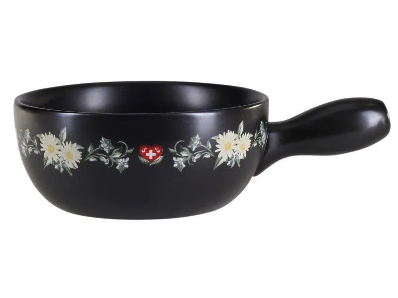 Fondue-Caquelon Blumenwiese Schwarz