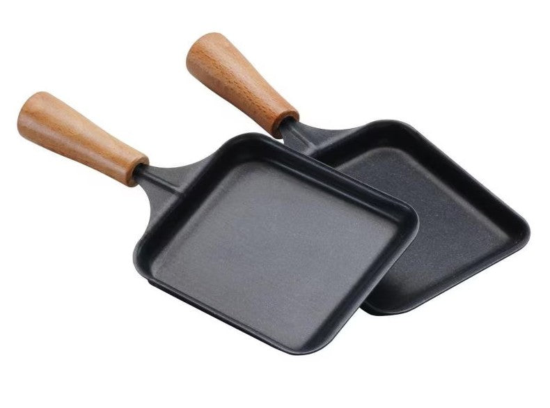 TTM Raclette-Pfännchen mit Holzgriff, 2 Stück, antihaftbeschichtet